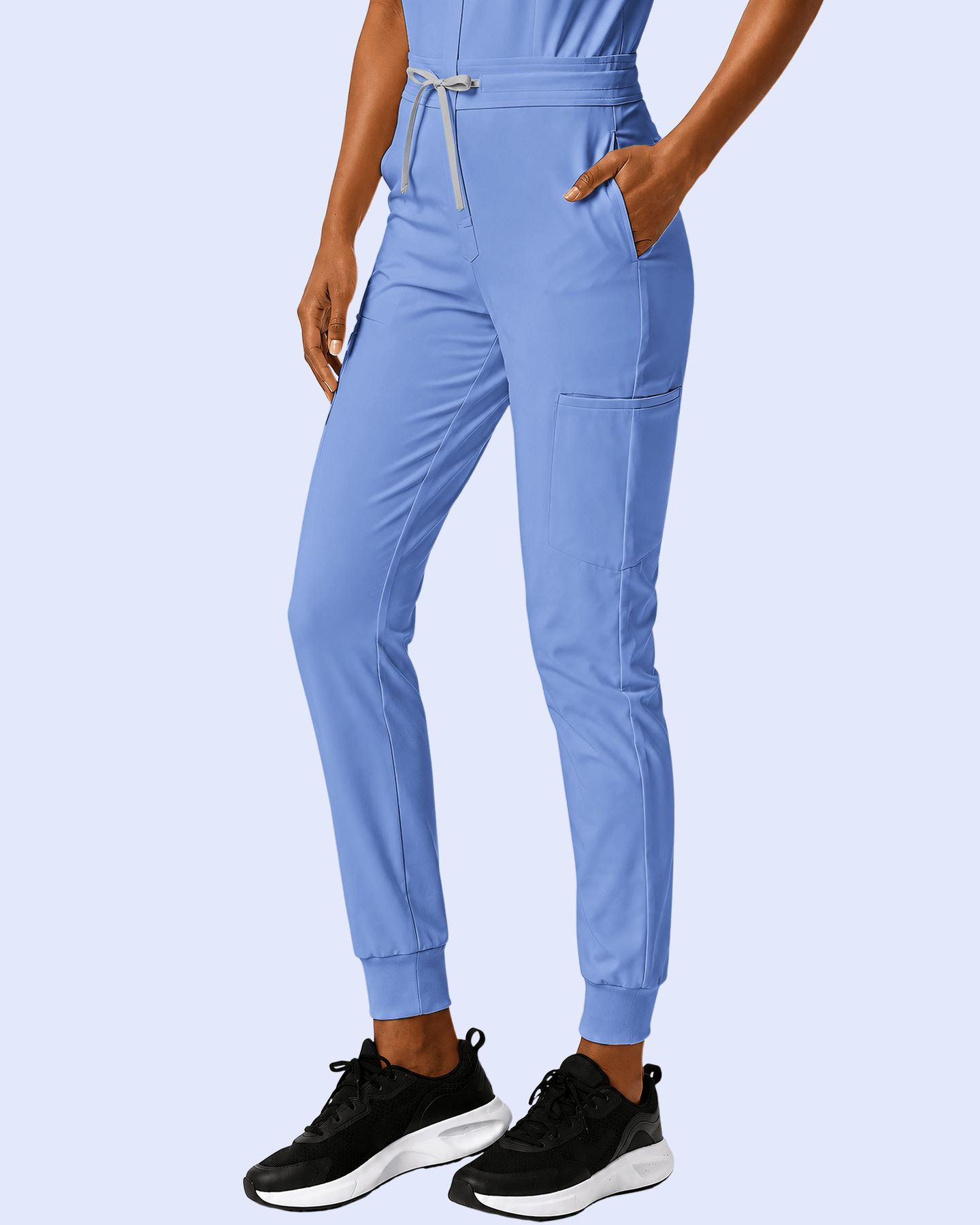 Women's Camp Collar Jumpsuit Ceil Blue - Scrubloop