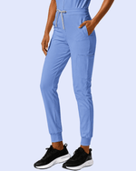 Women's Camp Collar Jumpsuit Ceil Blue - Scrubloop
