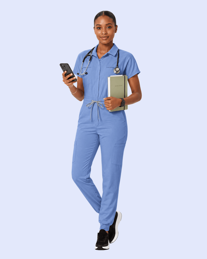 Women's Camp Collar Jumpsuit Ceil Blue