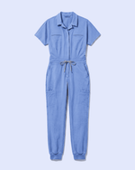 Women's Camp Collar Jumpsuit Ceil Blue - Scrubloop