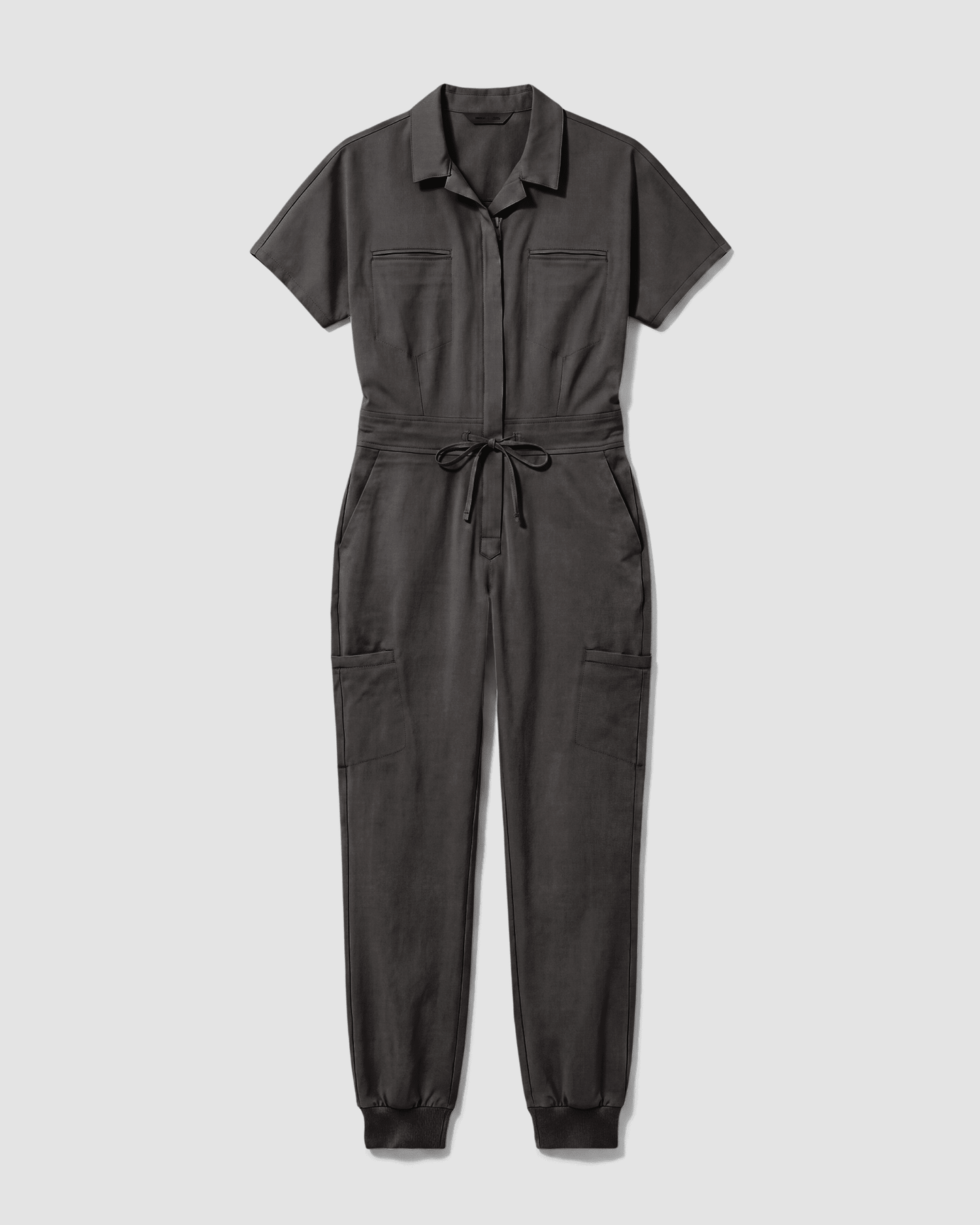 Women's Camp Collar Jumpsuit Charcoal - Scrubloop