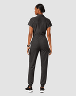 Women's Camp Collar Jumpsuit Charcoal - Scrubloop
