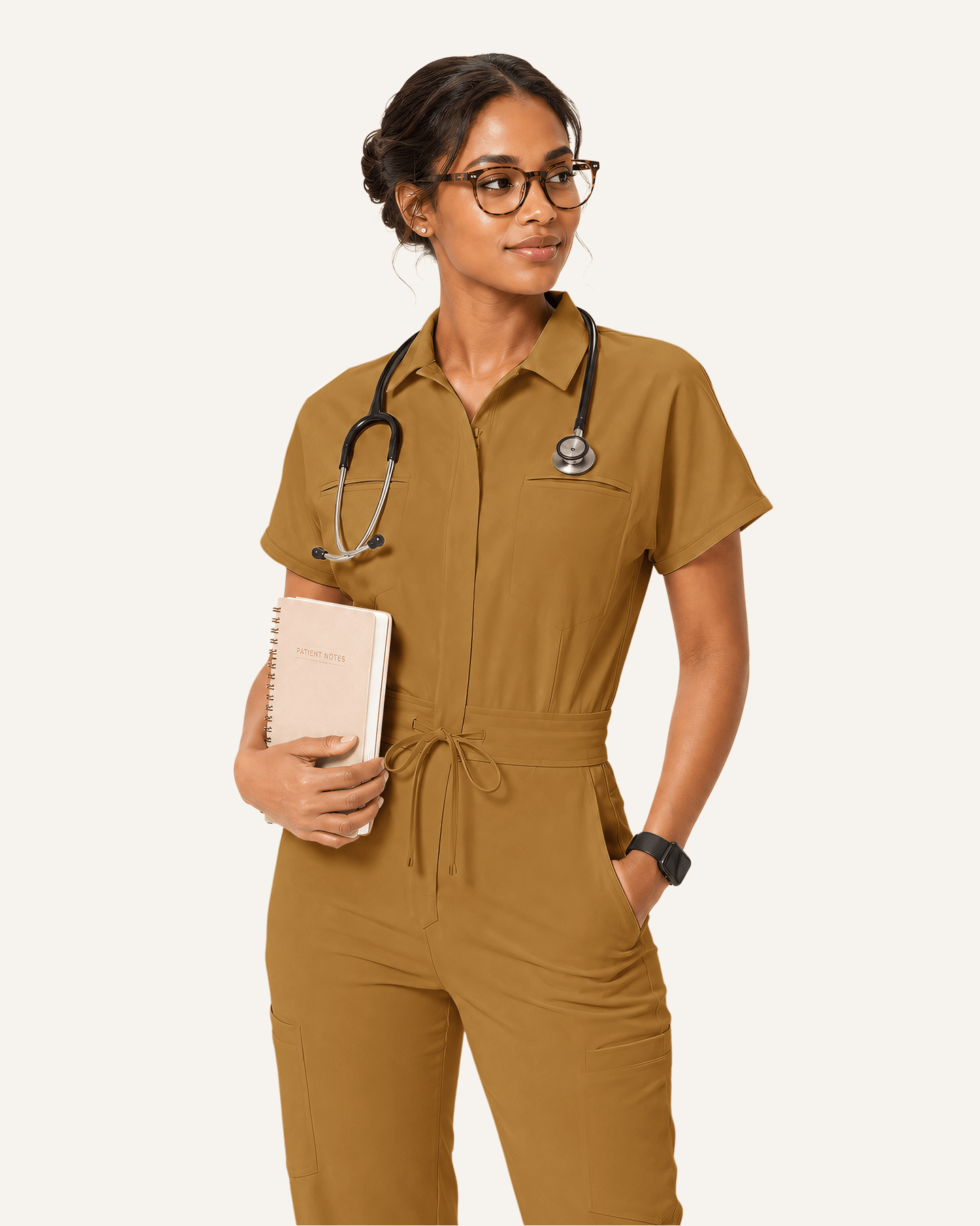 Women's Camp Collar Jumpsuit Cider - Scrubloop