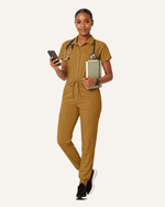 Women's Camp Collar Jumpsuit Cider - Scrubloop