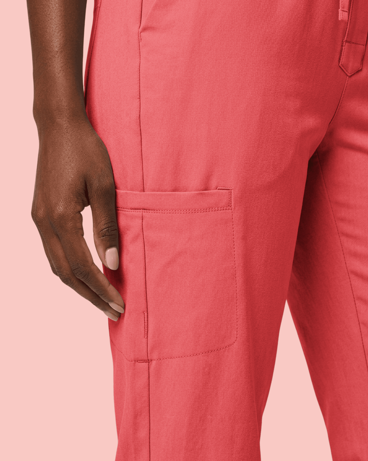 Women's Camp Collar Jumpsuit Coral - Scrubloop