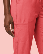 Women's Camp Collar Jumpsuit Coral - Scrubloop