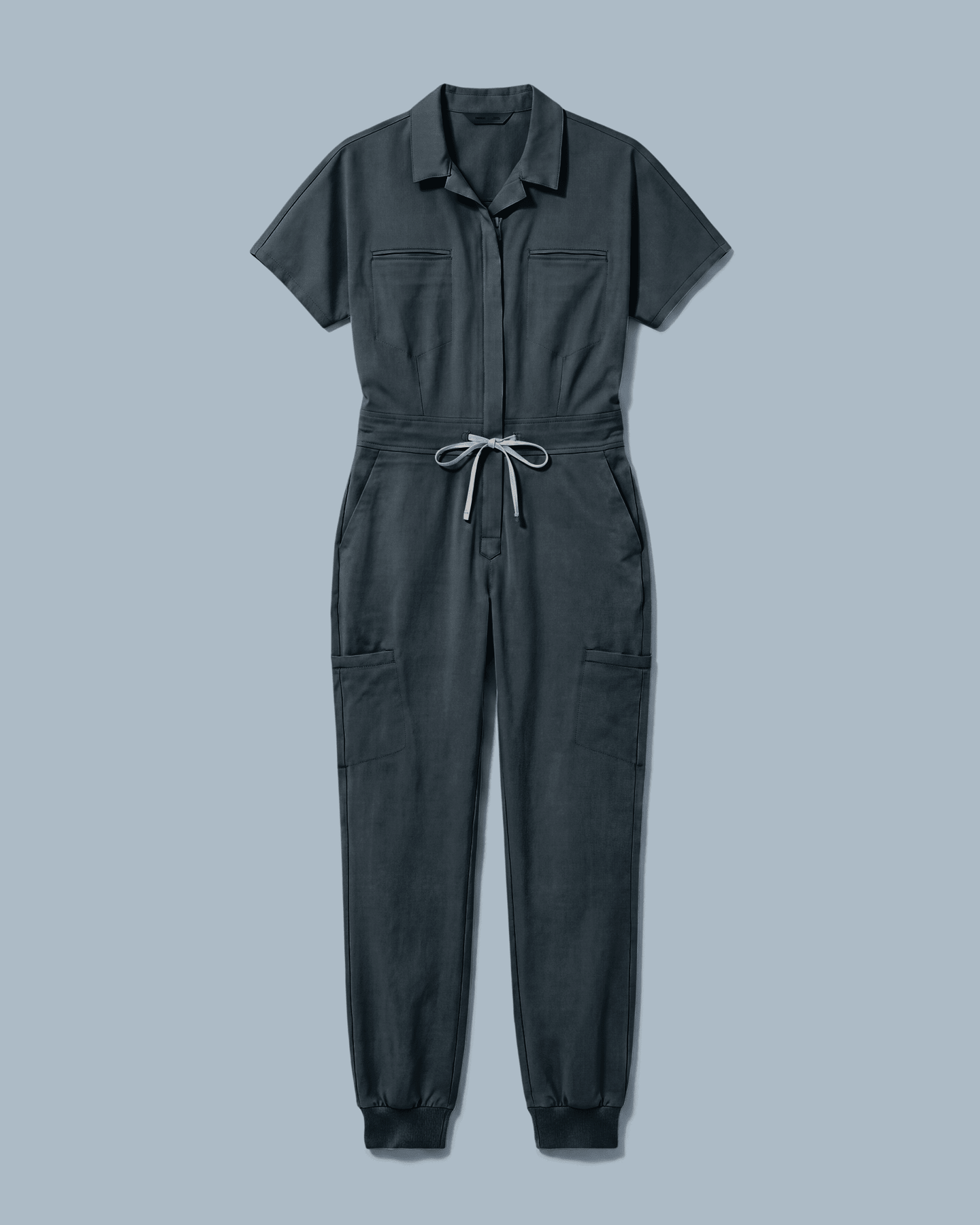 Women's Camp Collar Jumpsuit Dark Harbor - Scrubloop