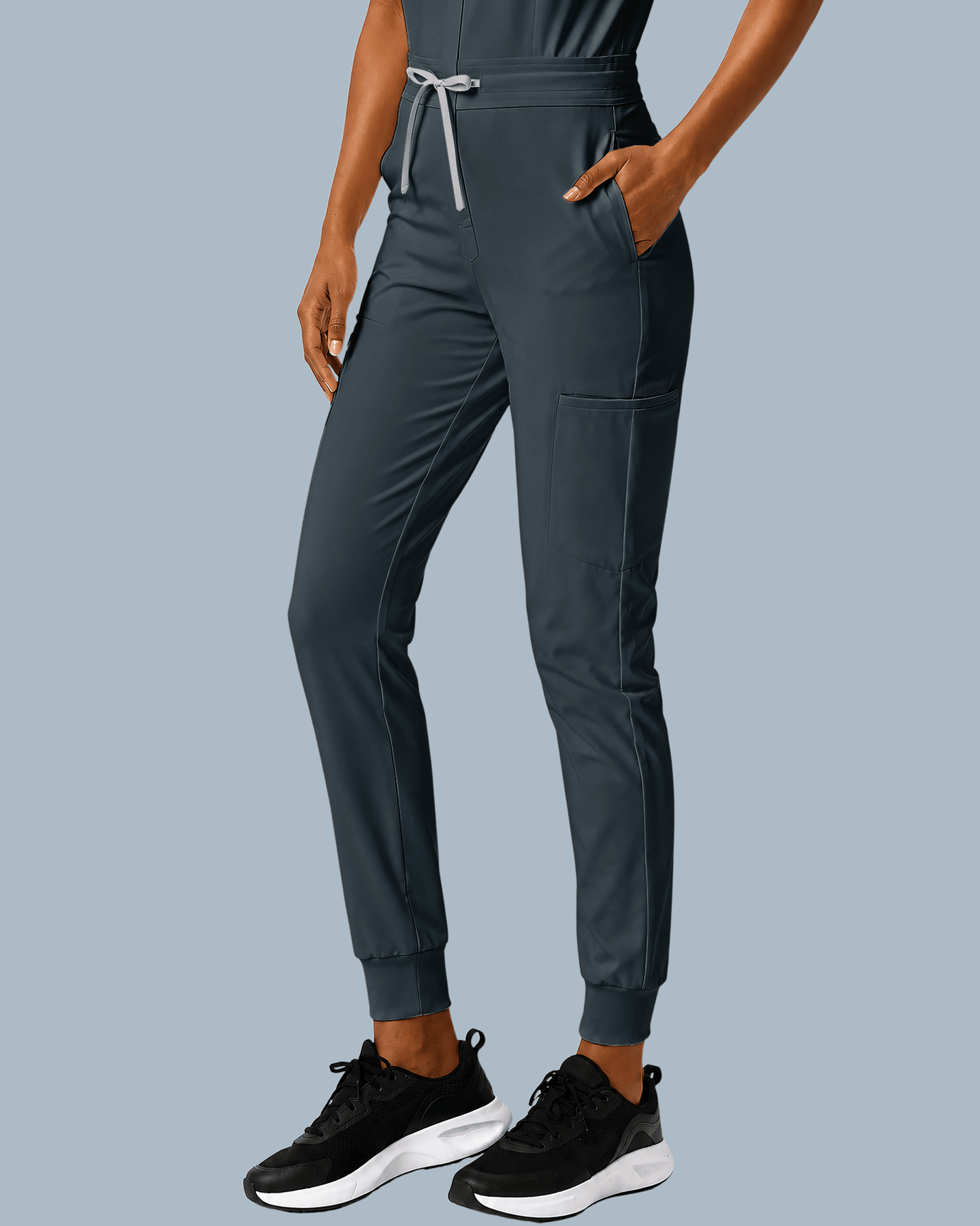 Women's Camp Collar Jumpsuit Dark Harbor - Scrubloop