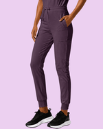 Women's Camp Collar Jumpsuit Deep Eggplant - Scrubloop