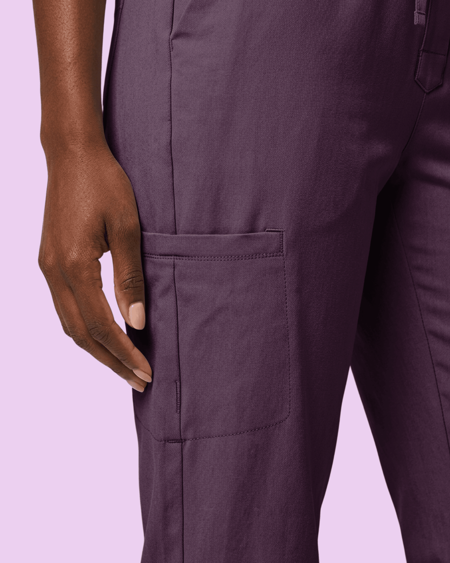 Women's Camp Collar Jumpsuit Deep Eggplant - Scrubloop