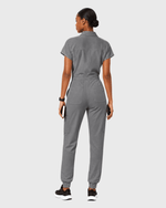 Women's Camp Collar Jumpsuit Heather Gray - Scrubloop