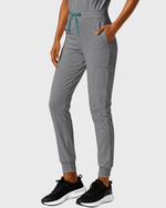 Women's Camp Collar Jumpsuit Heather Gray - Scrubloop