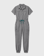Women's Camp Collar Jumpsuit Heather Gray - Scrubloop