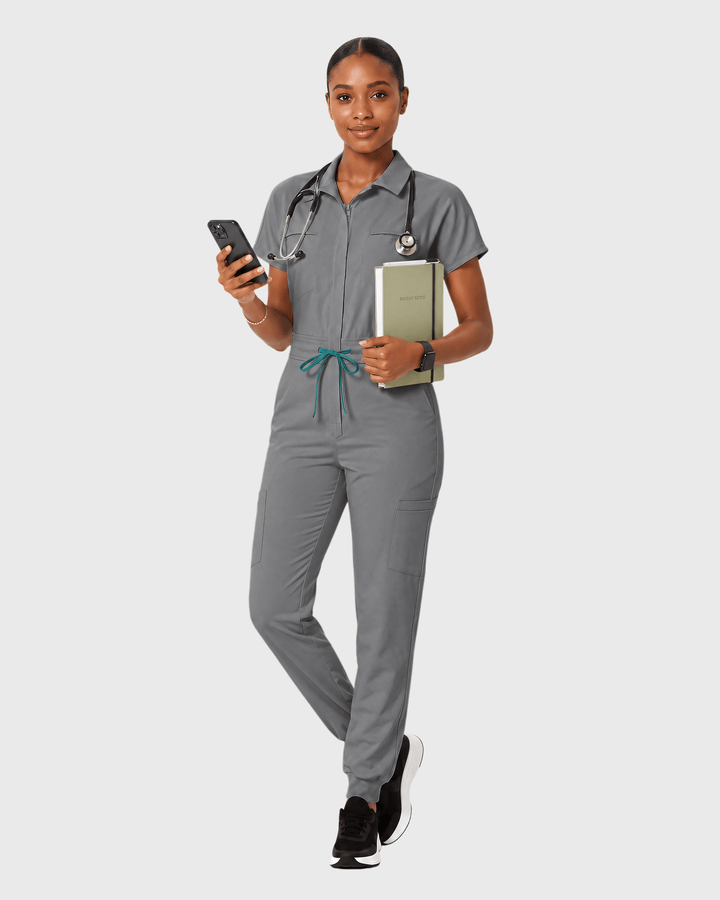 Women's Camp Collar Jumpsuit Heather Gray