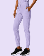 Women's Camp Collar Jumpsuit Lavender - Scrubloop