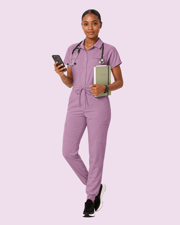 Women's Camp Collar Jumpsuit Lilac