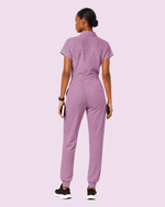 Women's Camp Collar Jumpsuit Lilac - Scrubloop