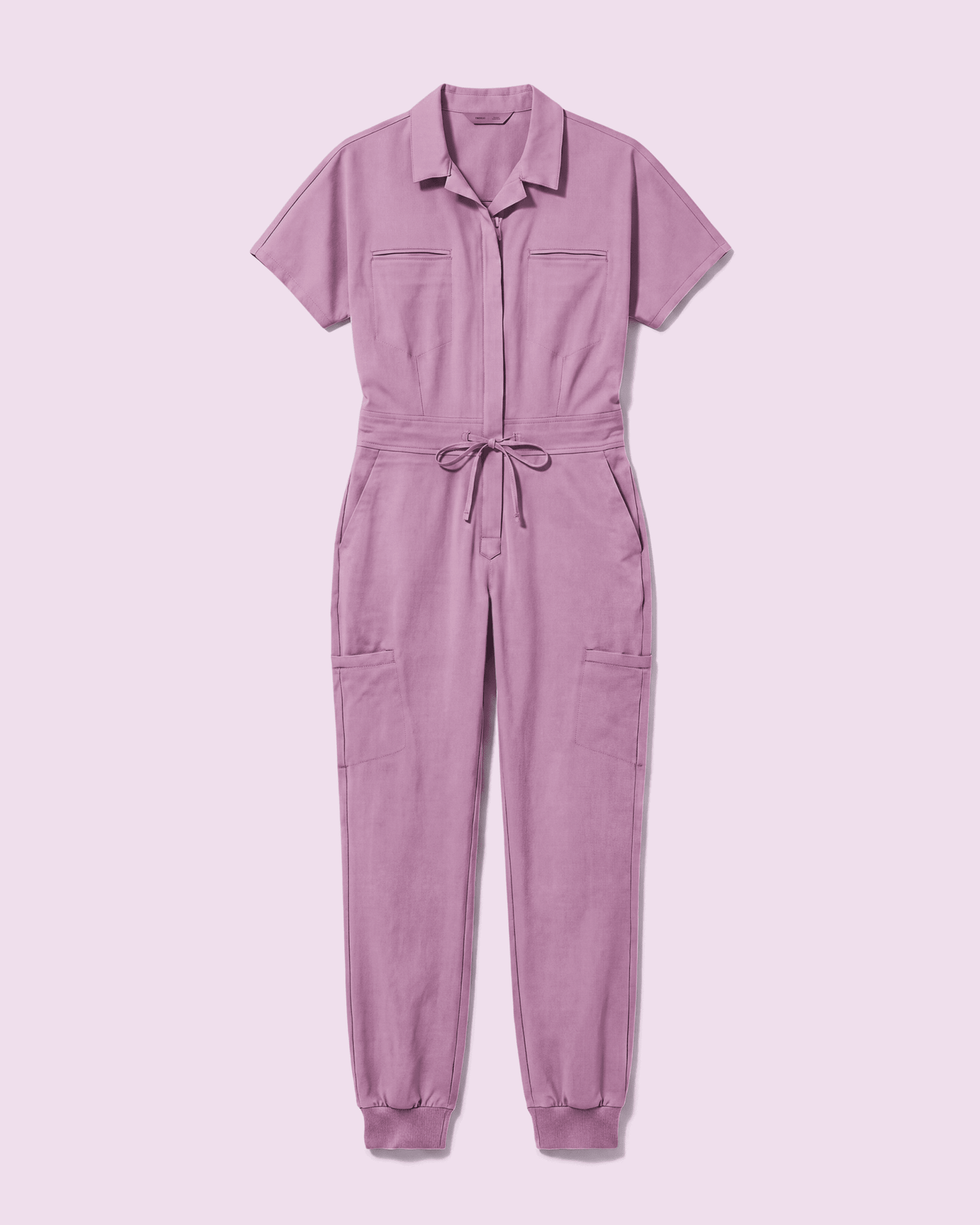 Women's Camp Collar Jumpsuit Lilac - Scrubloop