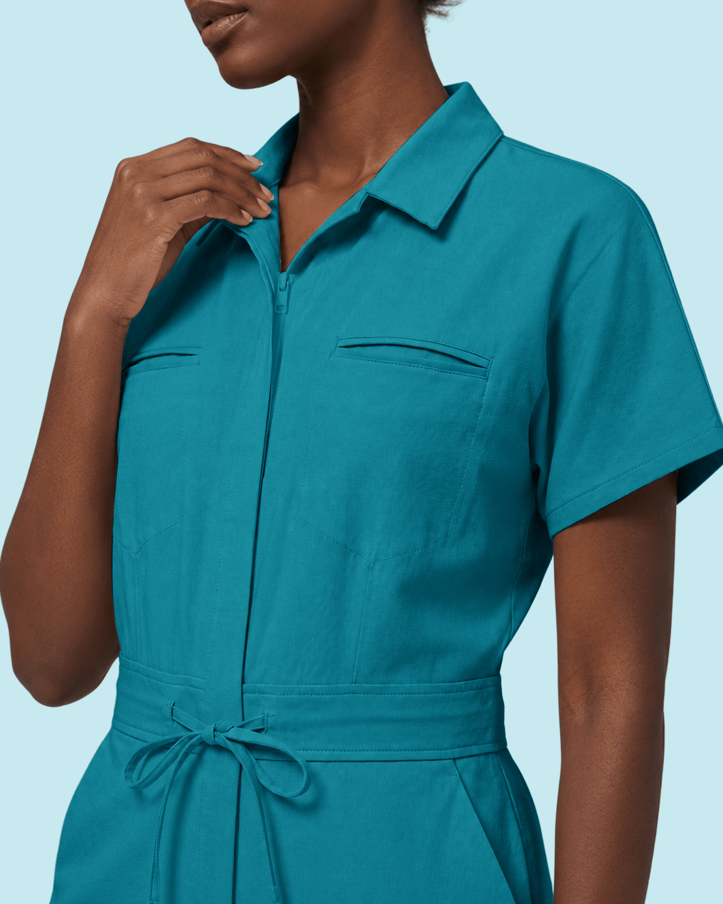 Women's Camp Collar Jumpsuit Marina - Scrubloop