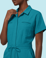 Women's Camp Collar Jumpsuit Marina - Scrubloop
