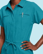 Women's Camp Collar Jumpsuit Marina - Scrubloop