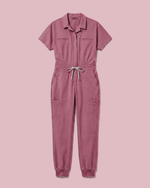 Women's Camp Collar Jumpsuit Mauve - Scrubloop