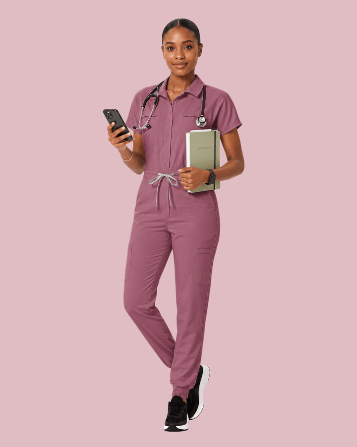 Women's Camp Collar Jumpsuit Mauve