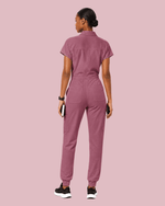 Women's Camp Collar Jumpsuit Mauve - Scrubloop