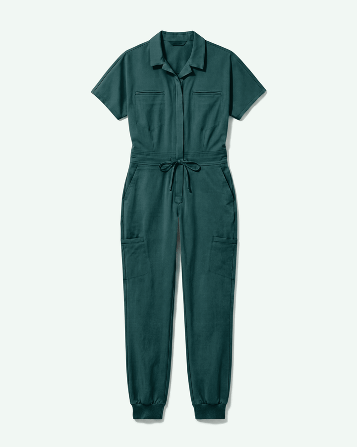 Women's Camp Collar Jumpsuit Midnight Green