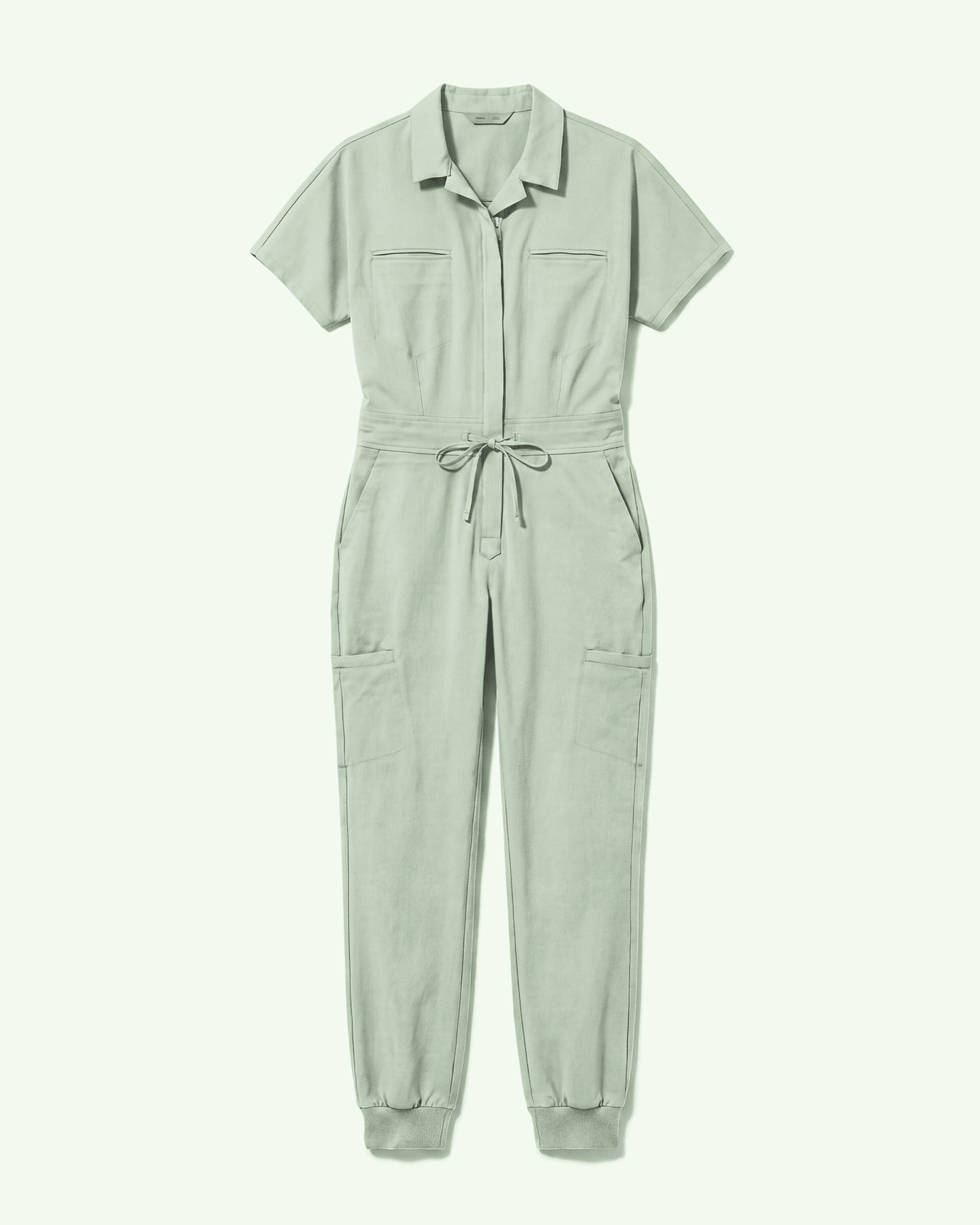 Women's Camp Collar Jumpsuit Mint - Scrubloop