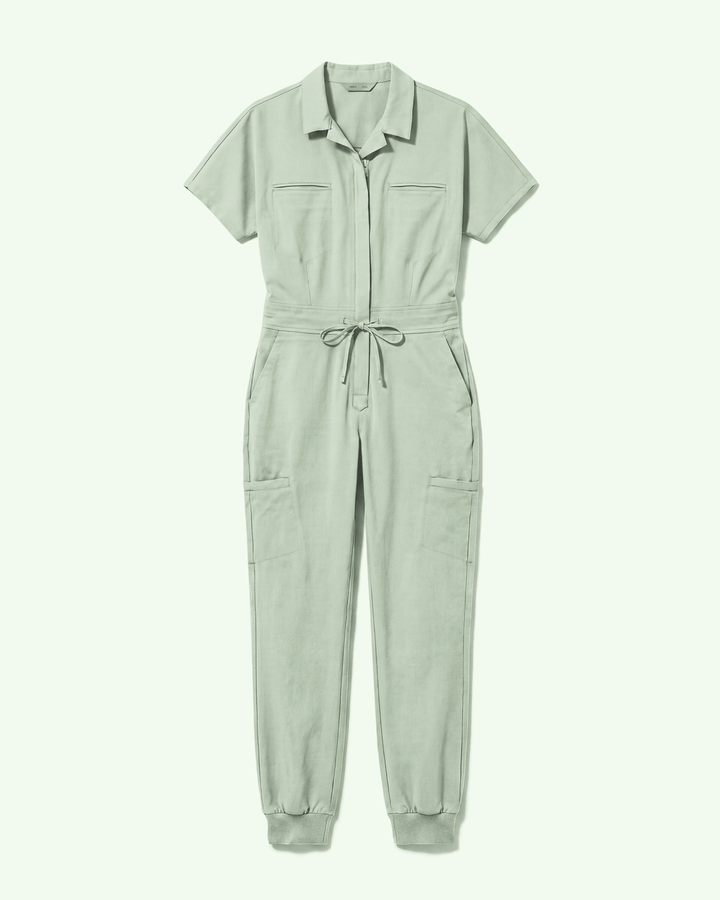 Women's Camp Collar Jumpsuit Mint
