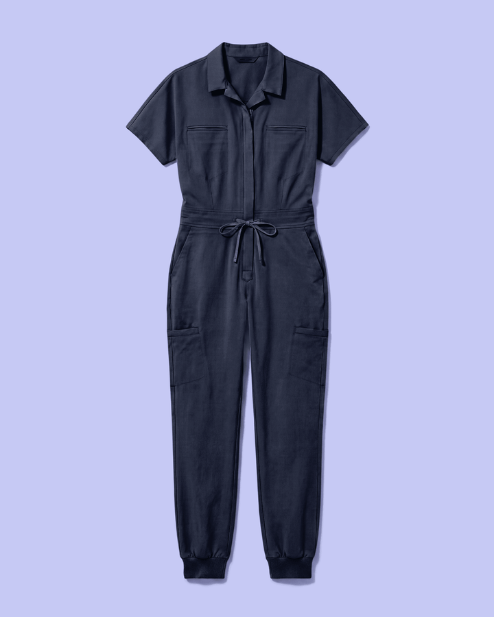 Women's Camp Collar Jumpsuit Navy