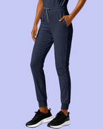 Women's Camp Collar Jumpsuit Navy - Scrubloop