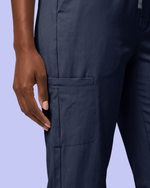 Women's Camp Collar Jumpsuit Navy - Scrubloop