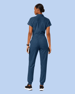 Women's Camp Collar Jumpsuit Ocean - Scrubloop