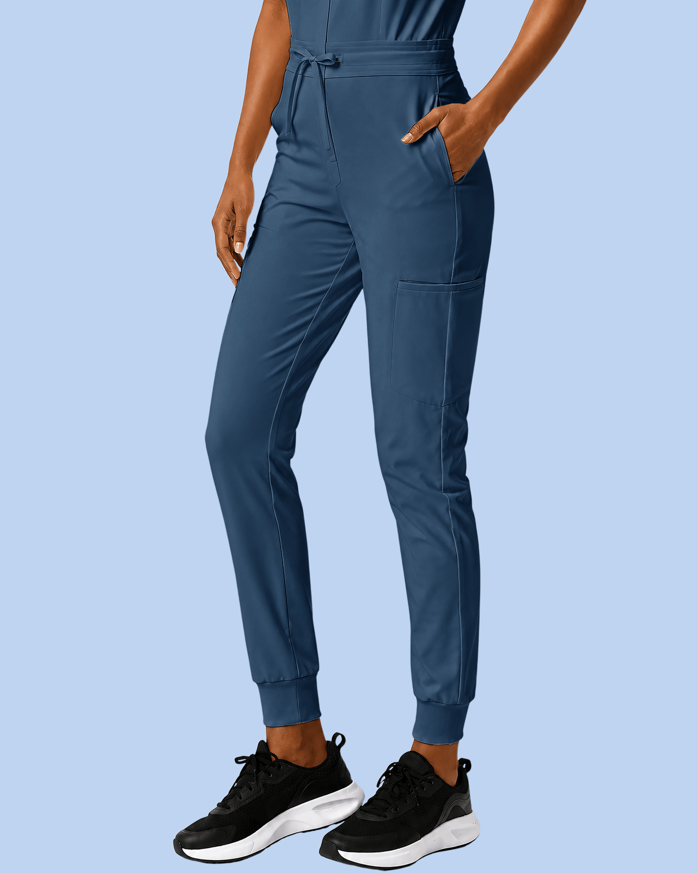 Women's Camp Collar Jumpsuit Ocean - Scrubloop