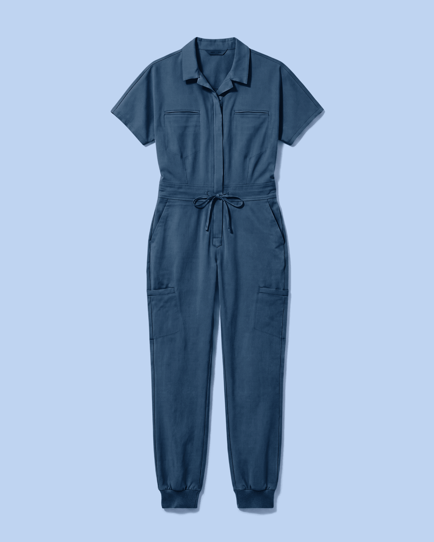 Women's Camp Collar Jumpsuit Ocean - Scrubloop