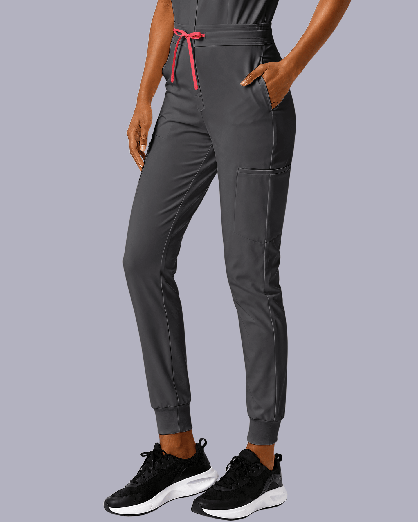 Women's Camp Collar Jumpsuit Pewter - Scrubloop