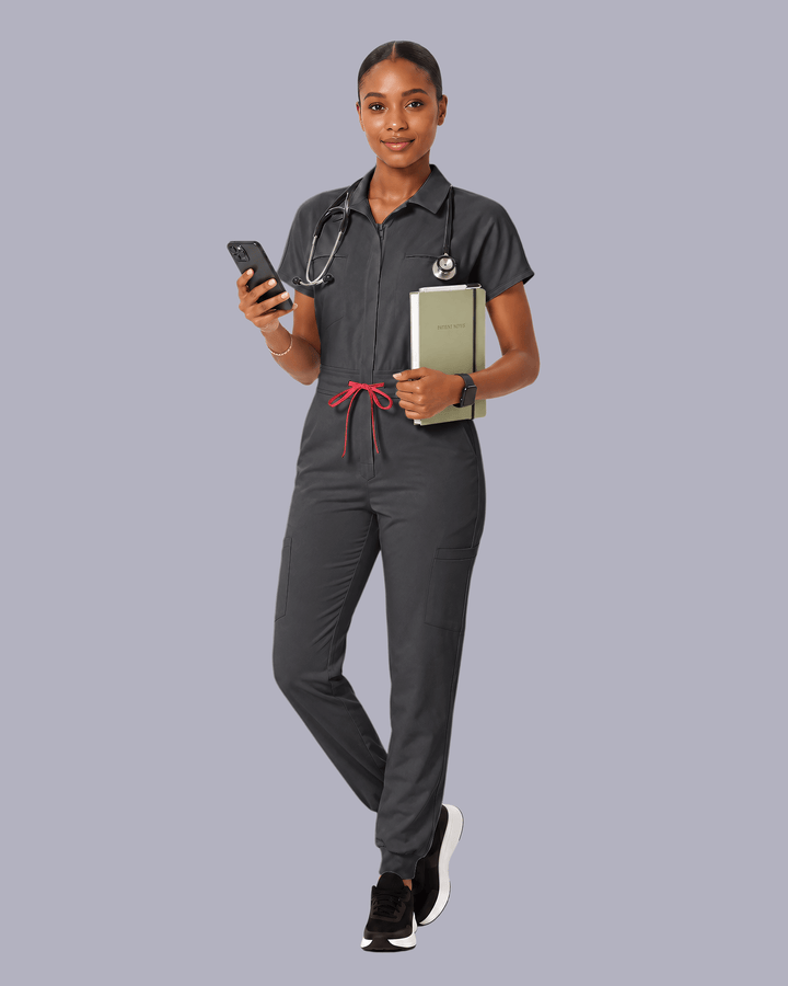 Women's Camp Collar Jumpsuit Pewter