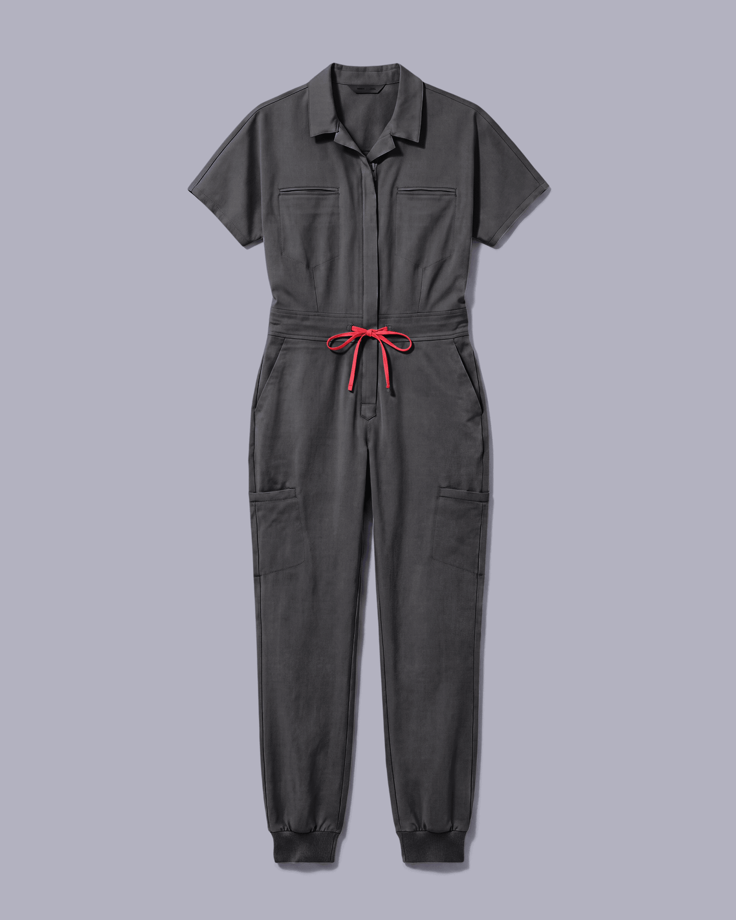 Women's Camp Collar Jumpsuit Pewter - Scrubloop