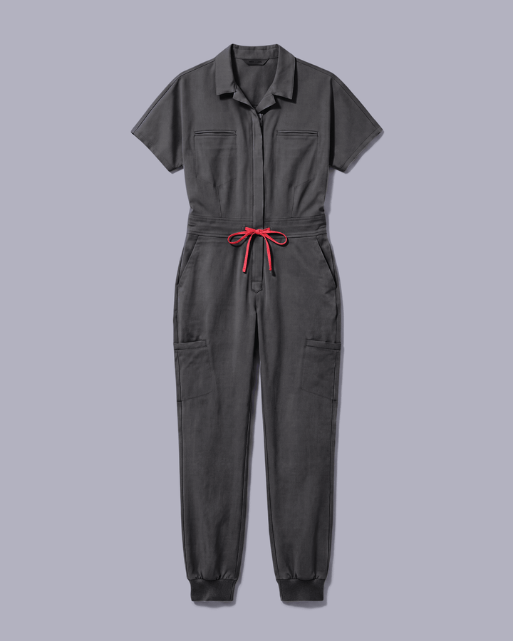 Women's Camp Collar Jumpsuit Pewter