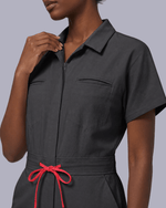 Women's Camp Collar Jumpsuit Pewter - Scrubloop