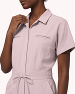 Women's Camp Collar Jumpsuit Rose Quartz - Scrubloop