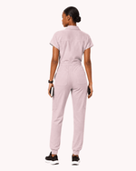 Women's Camp Collar Jumpsuit Rose Quartz - Scrubloop