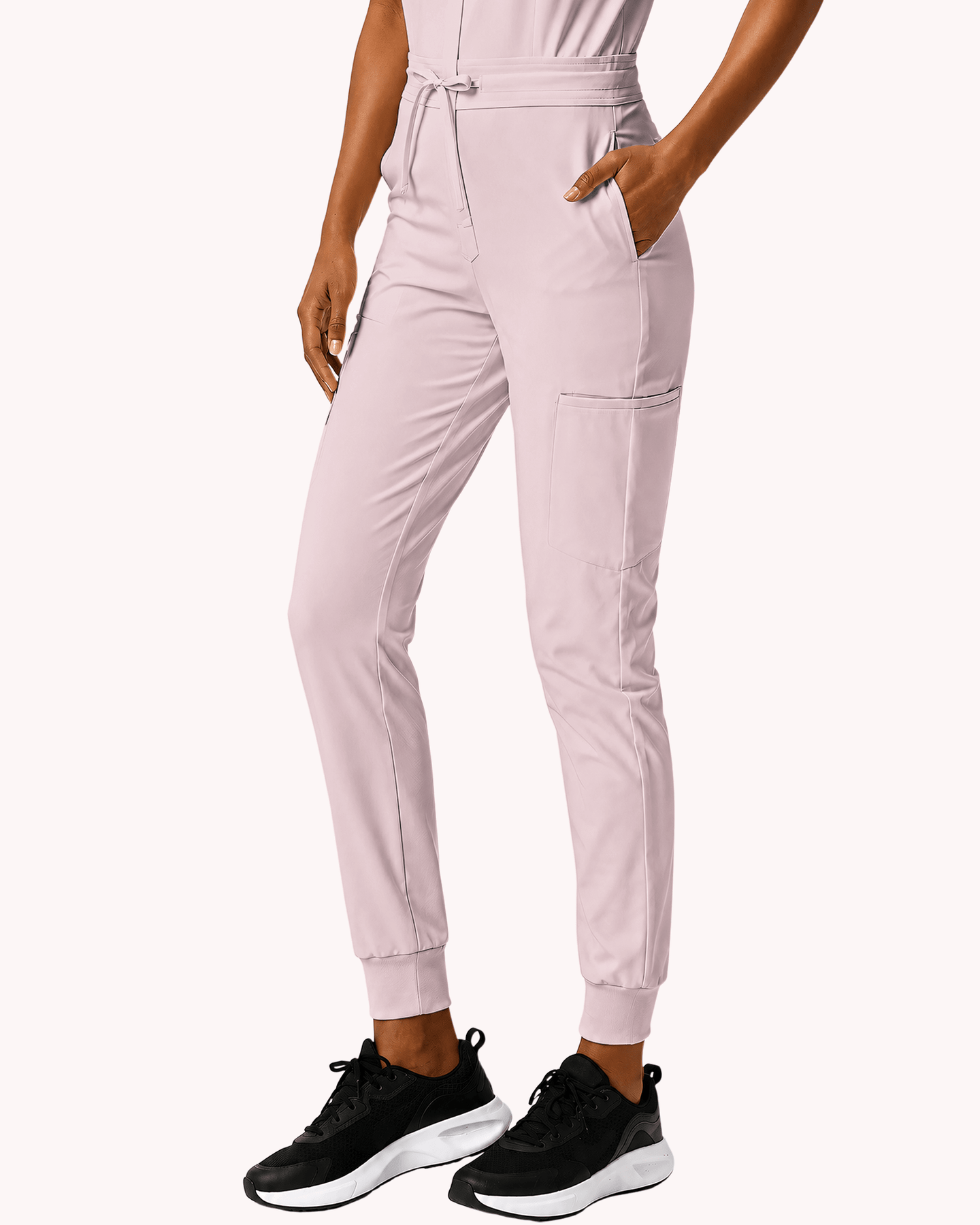 Women's Camp Collar Jumpsuit Rose Quartz - Scrubloop