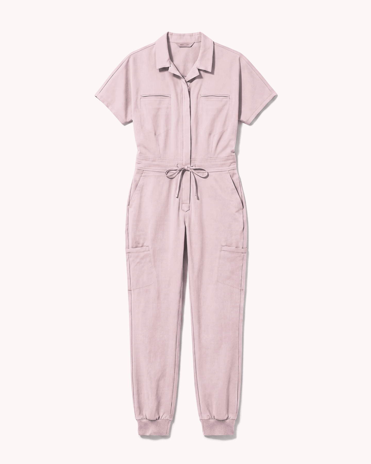 Women's Camp Collar Jumpsuit Rose Quartz - Scrubloop