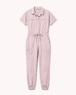 Women's Camp Collar Jumpsuit Rose Quartz - Scrubloop