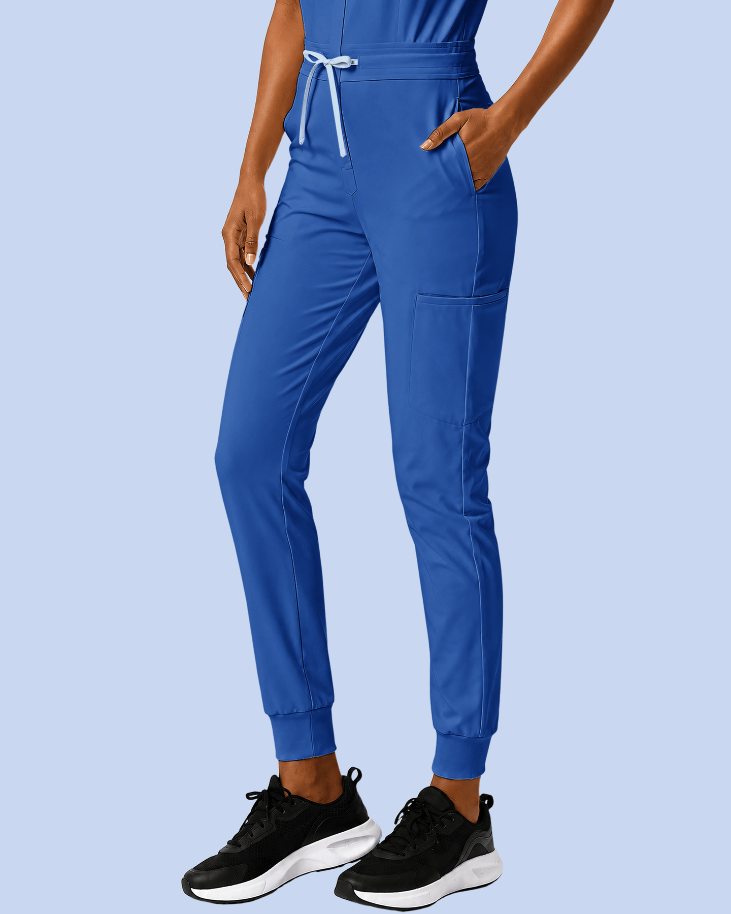 Women's Camp Collar Jumpsuit Royal Blue - Scrubloop