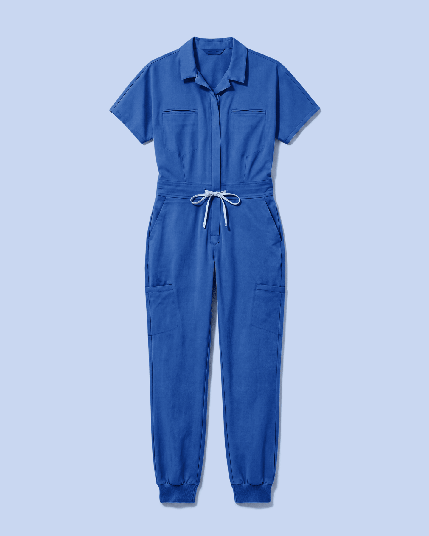 Women's Camp Collar Jumpsuit Royal Blue - Scrubloop