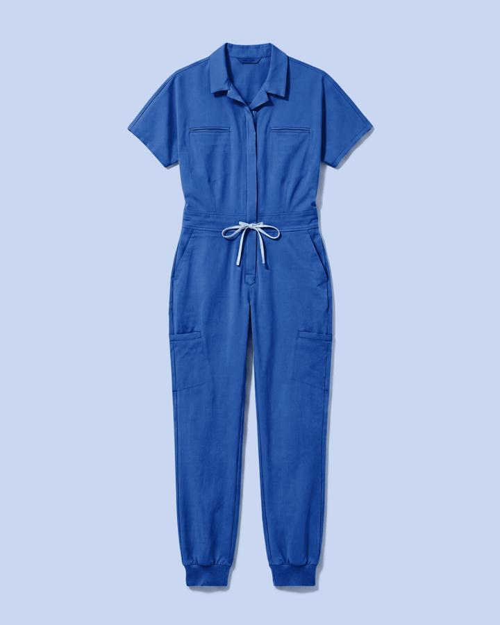 Women's Camp Collar Jumpsuit Royal Blue